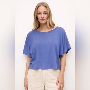 Vintage Y2K Periwinkle Blue Silk Batwing Blouse – Size Small